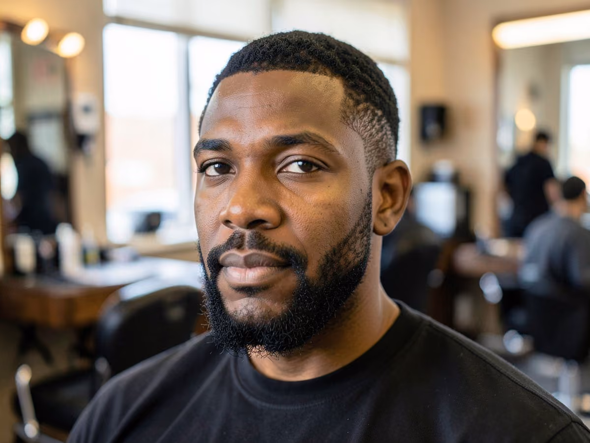 Man with a stubble for black men haircut