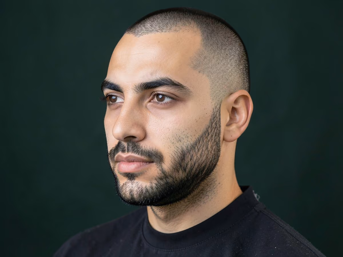 Man with a stubble with buzz cut