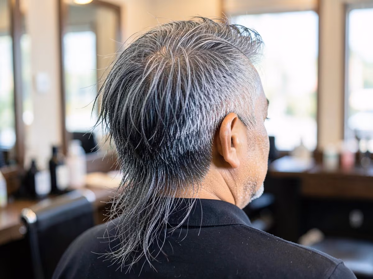 Man with a festival mullet