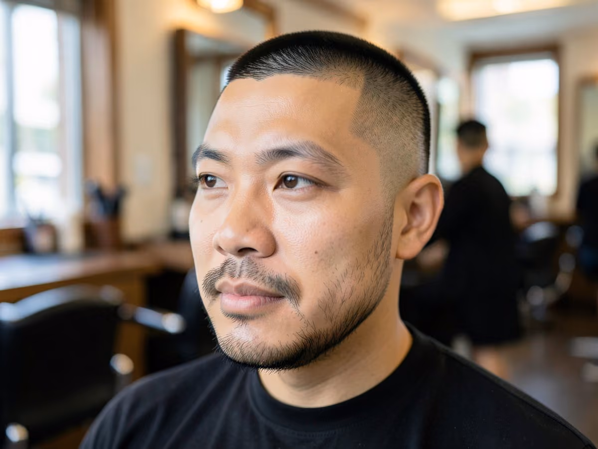 Man with a summer buzz with stubble