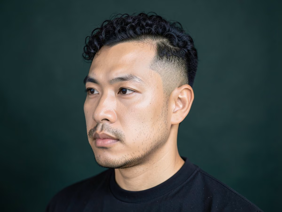 Man with a summer cut for curly hair