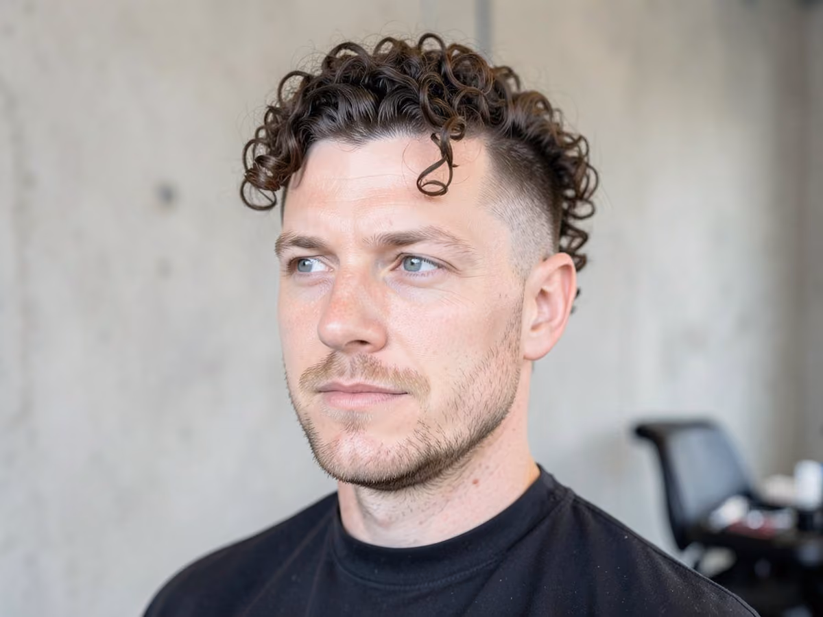 Man with a curly superman hair