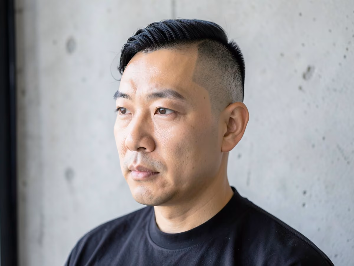 Man with a superman curl with fade