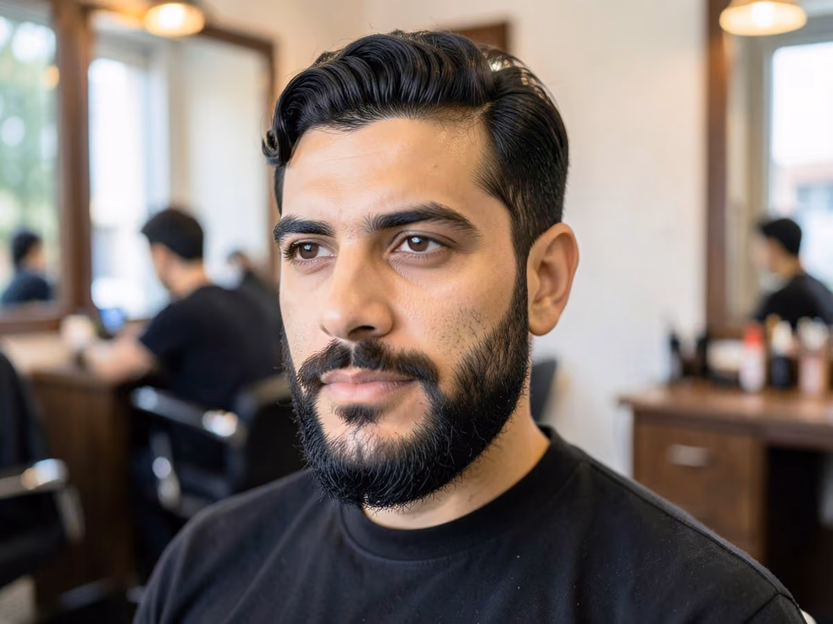 Man with a superman hair with beard