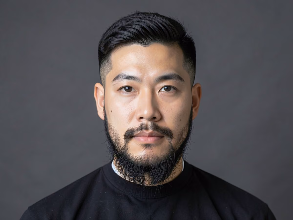 Man with a short surfer haircut