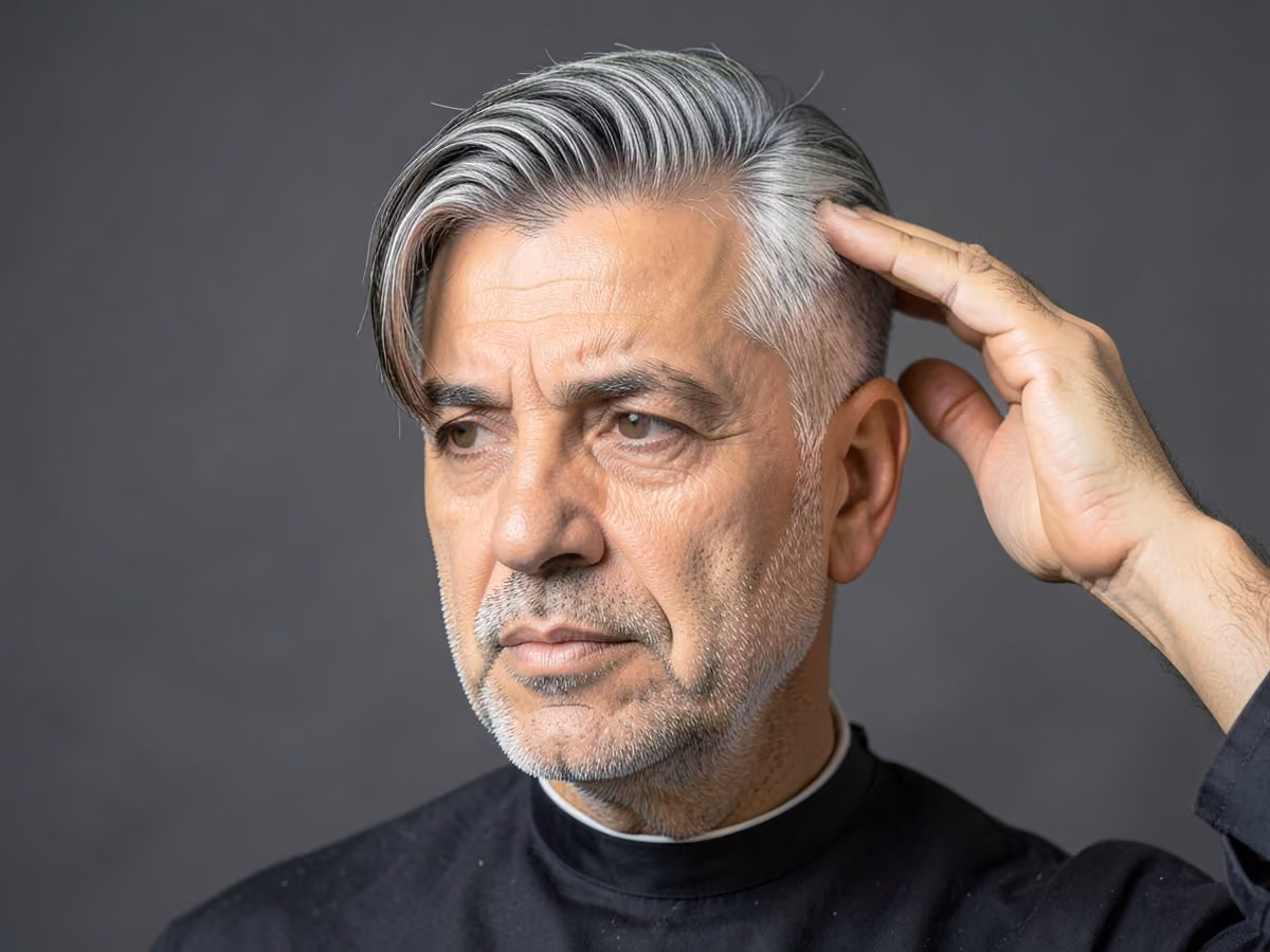 Man with a side-swept surfer hair
