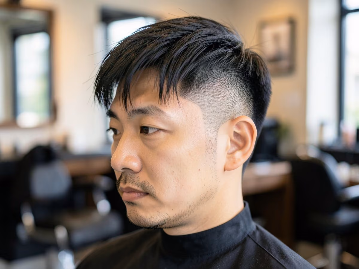Man with a straight surfer hair