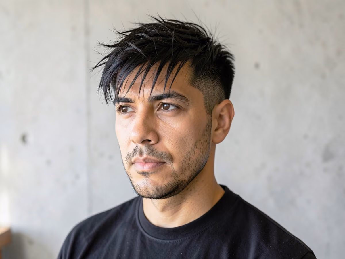 Man with a surfer french crop haircut