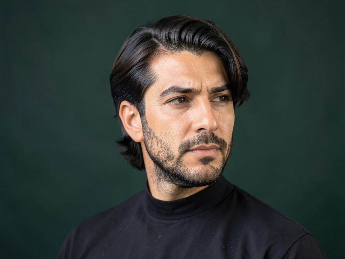 Man with a surfer hair for heart-shaped faces
