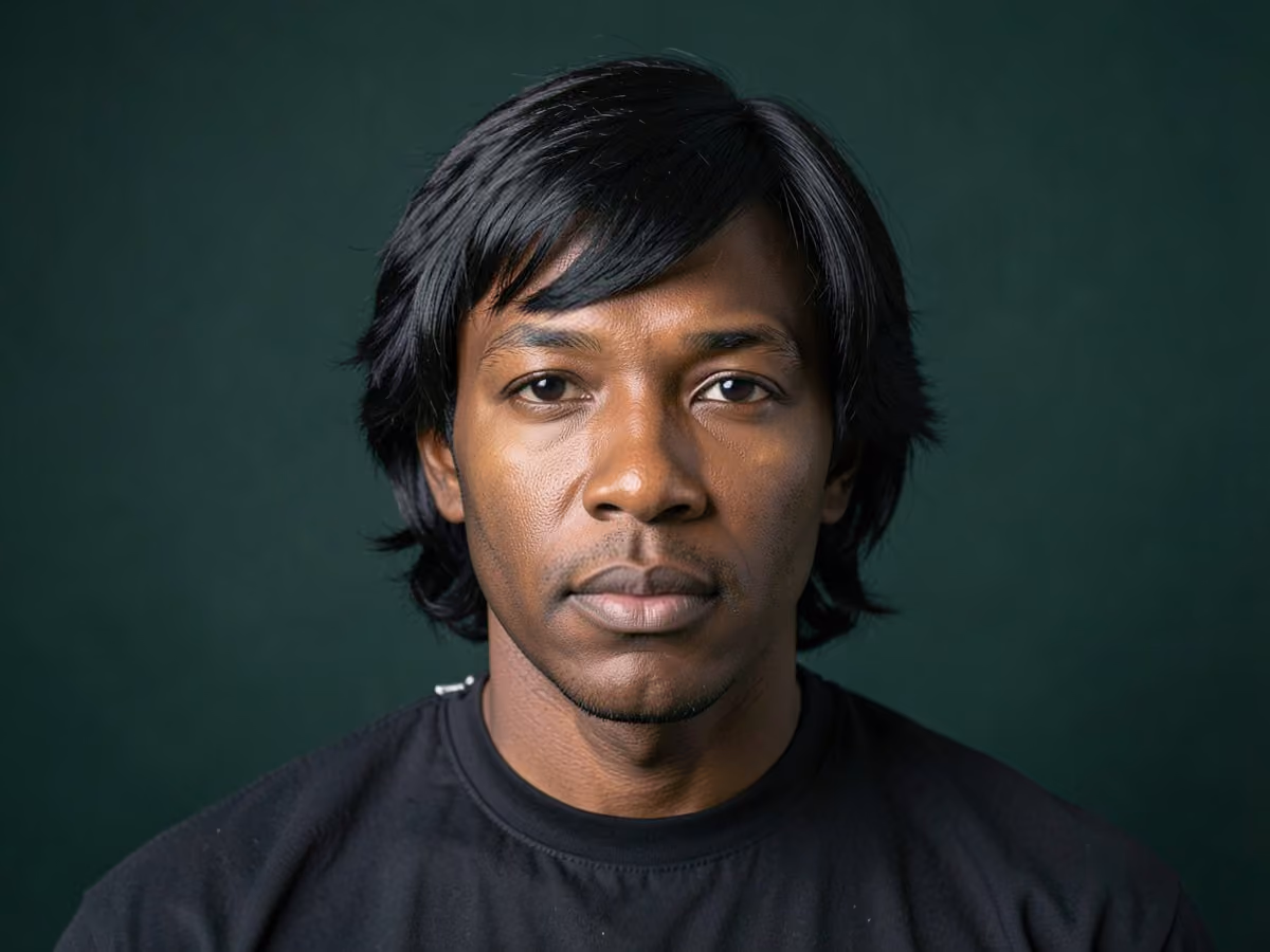 Man with a surfer hair for long faces