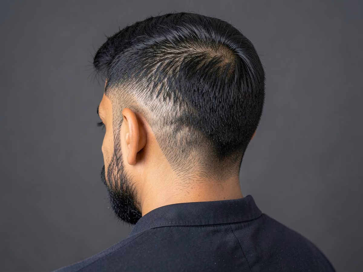 Man with a surfer hair for receding hairline