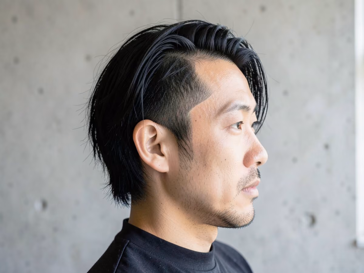 Man with a surfer hair for thinning crown