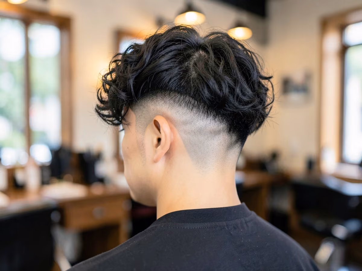 Man with a surfer hair with burst fade