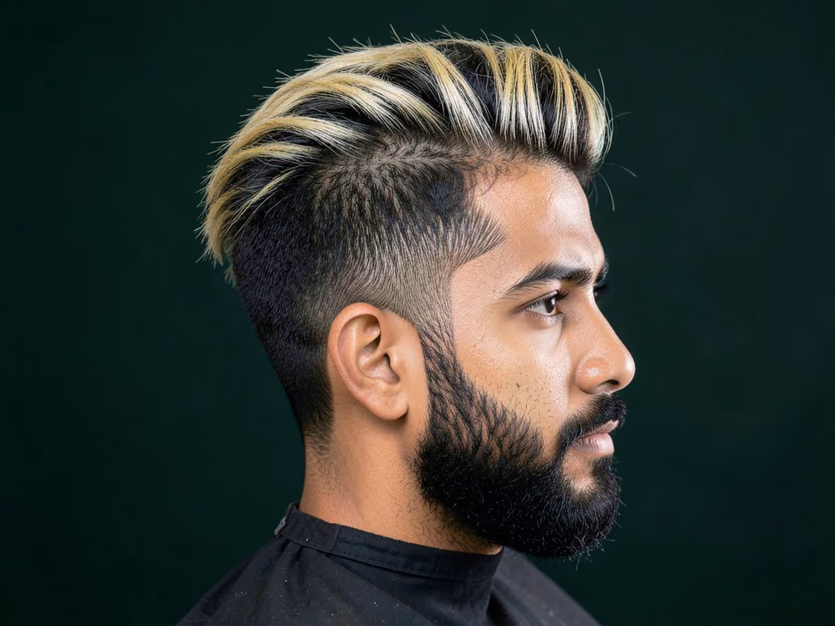 Man with a surfer hair with highlights