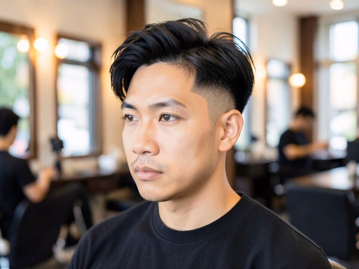 Man with a surfer hair with low fade