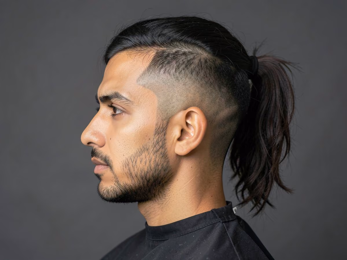 Man with a surfer hair with shaved sides