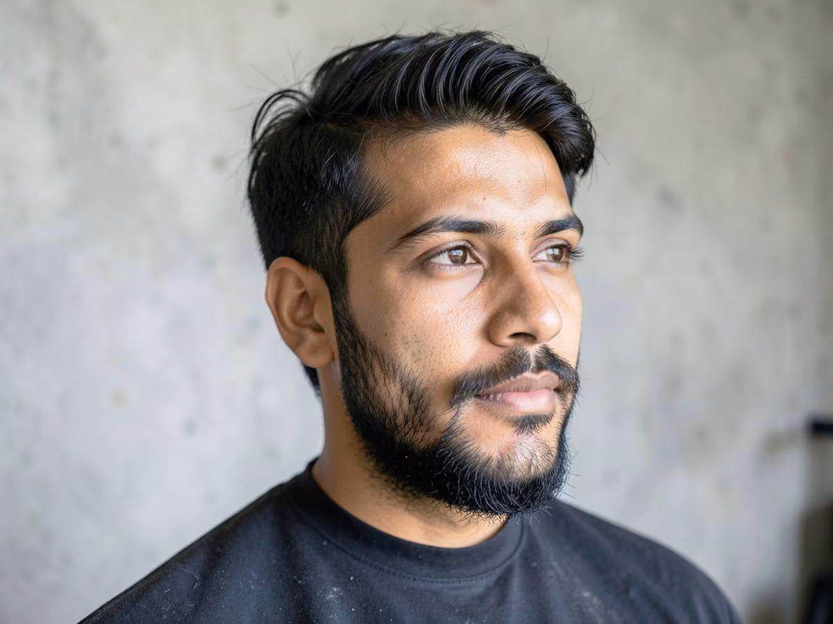 Man with a surfer hair with stubble
