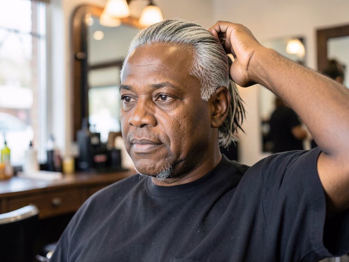 Man with a surfer half up hair