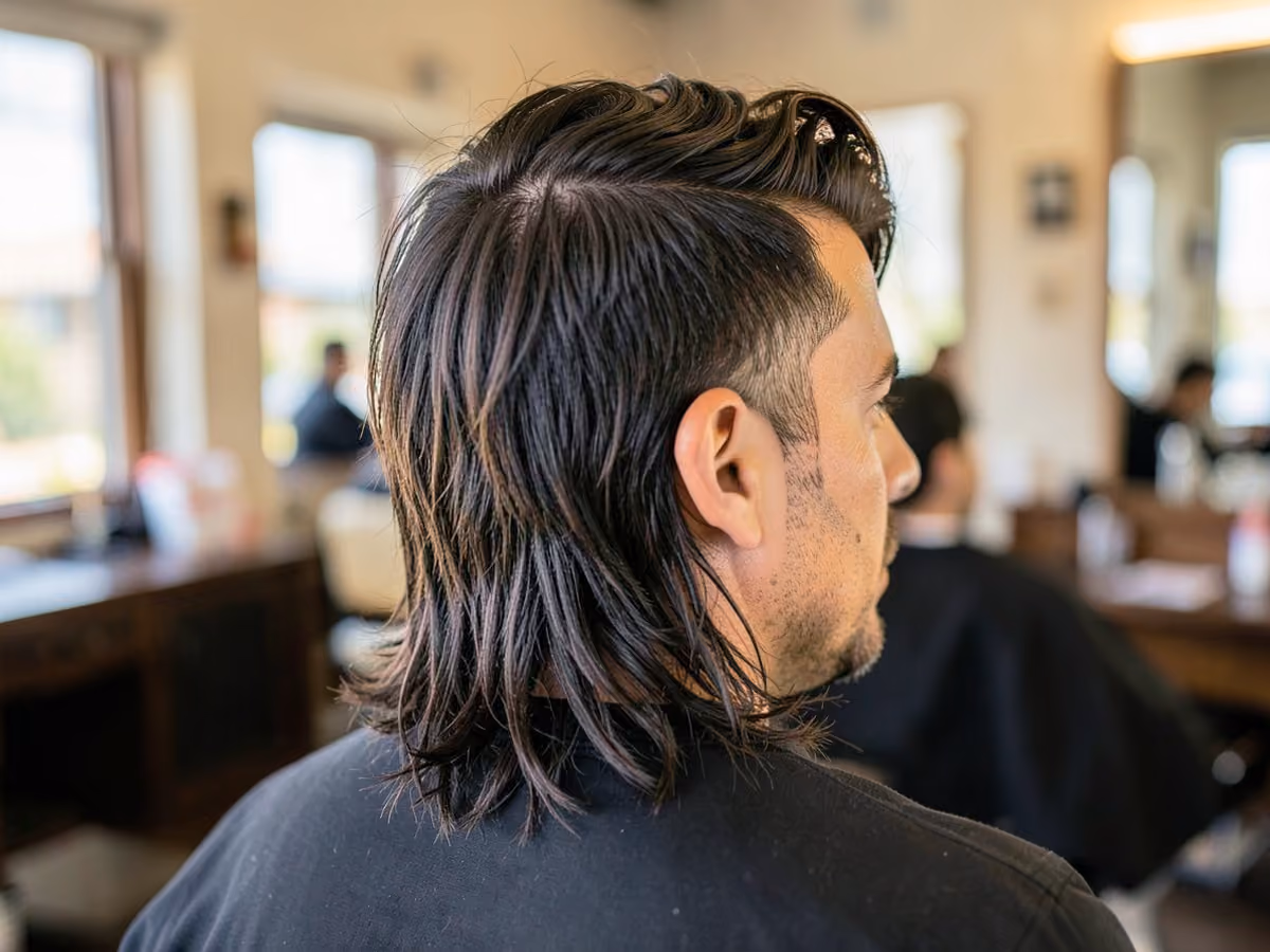 Man with a surfer mullet