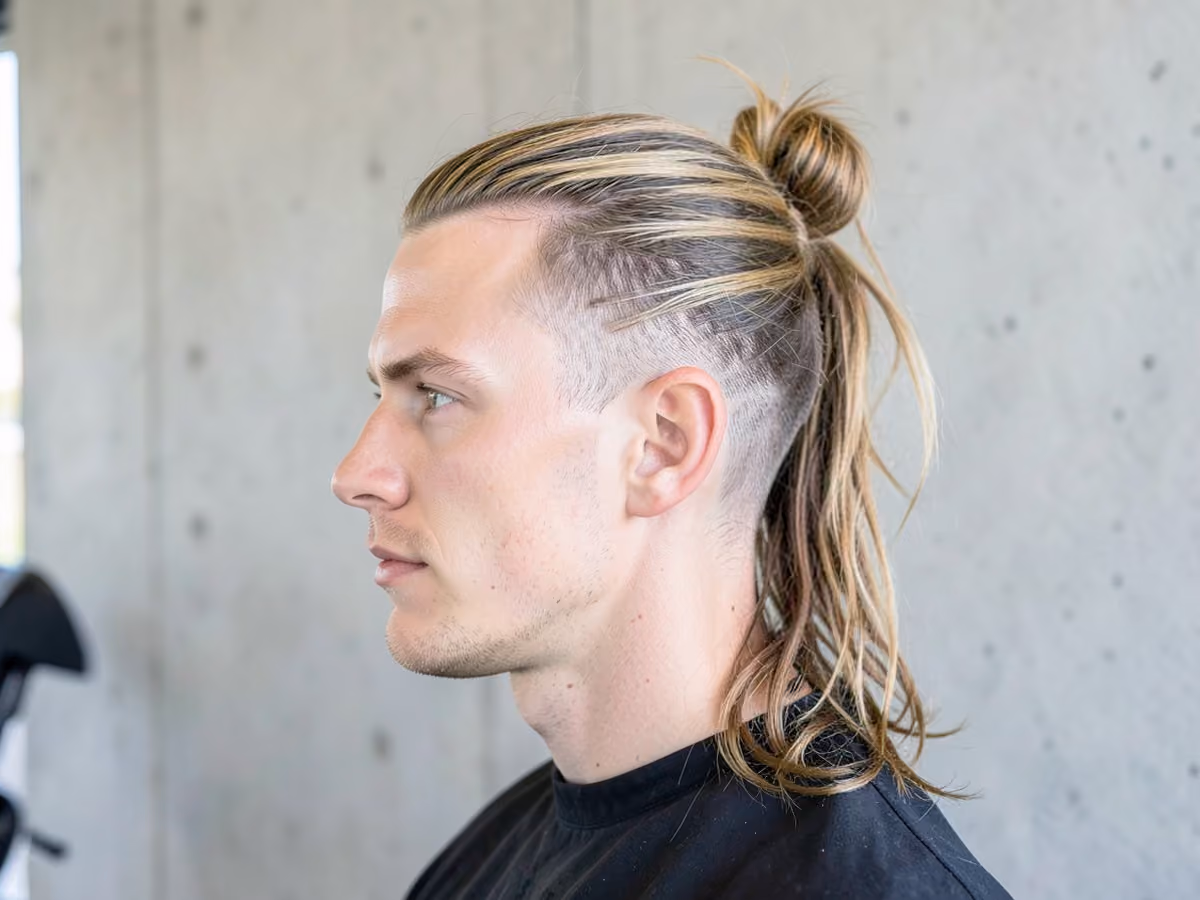 Man with a surfer top knot