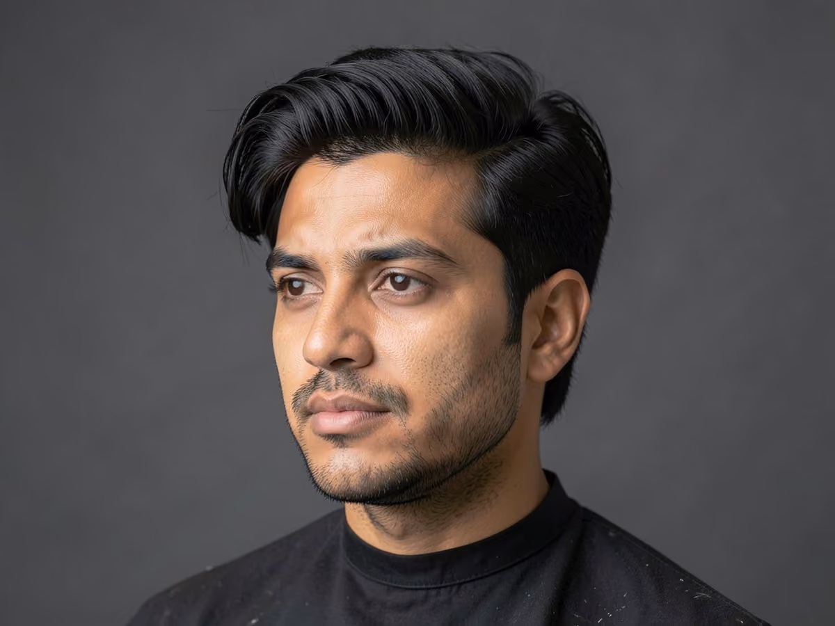 Man with a thick hair surfer cut