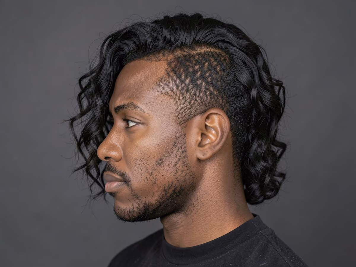 Man with a wavy surfer hair