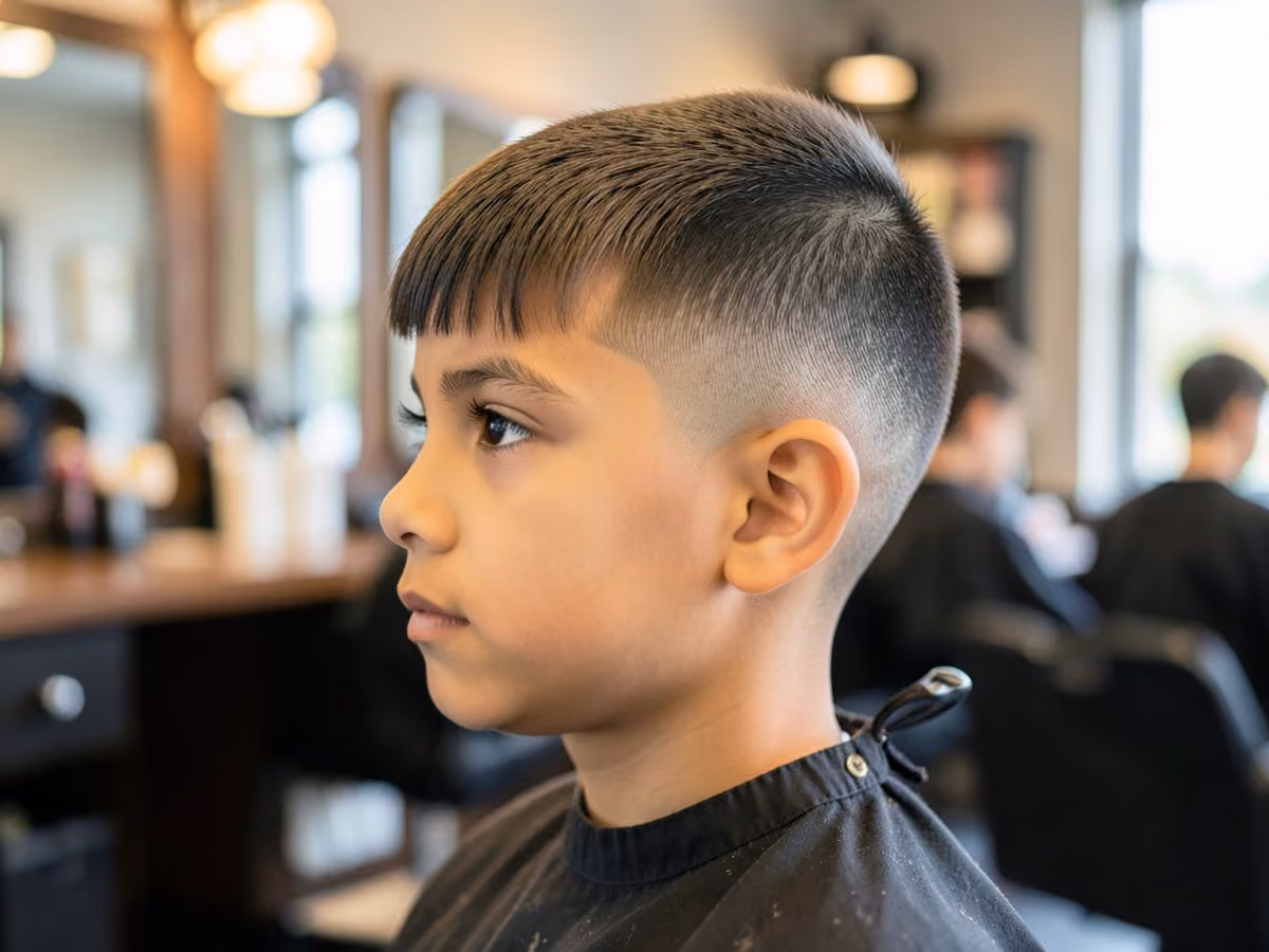 Boy with a kids takuache cut