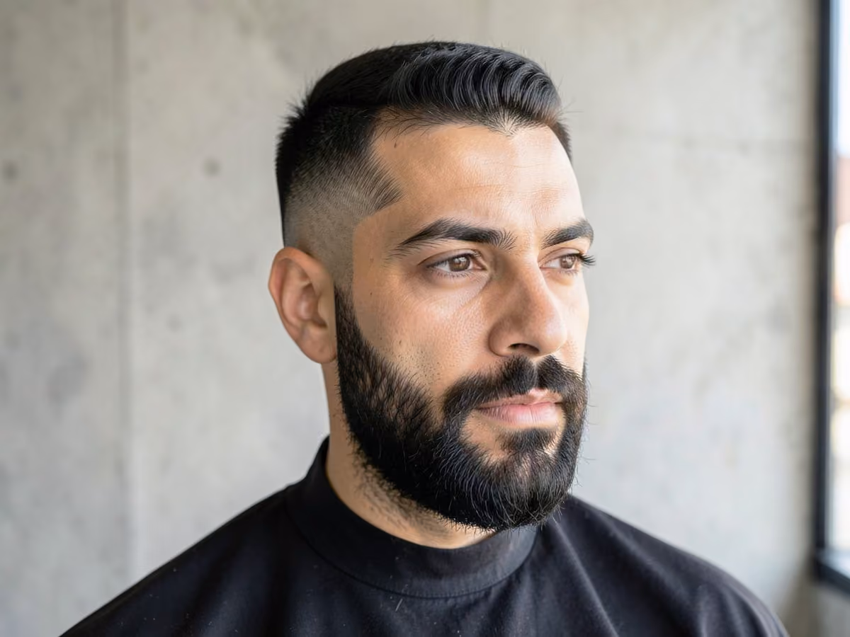 Man with a takuache cut with beard