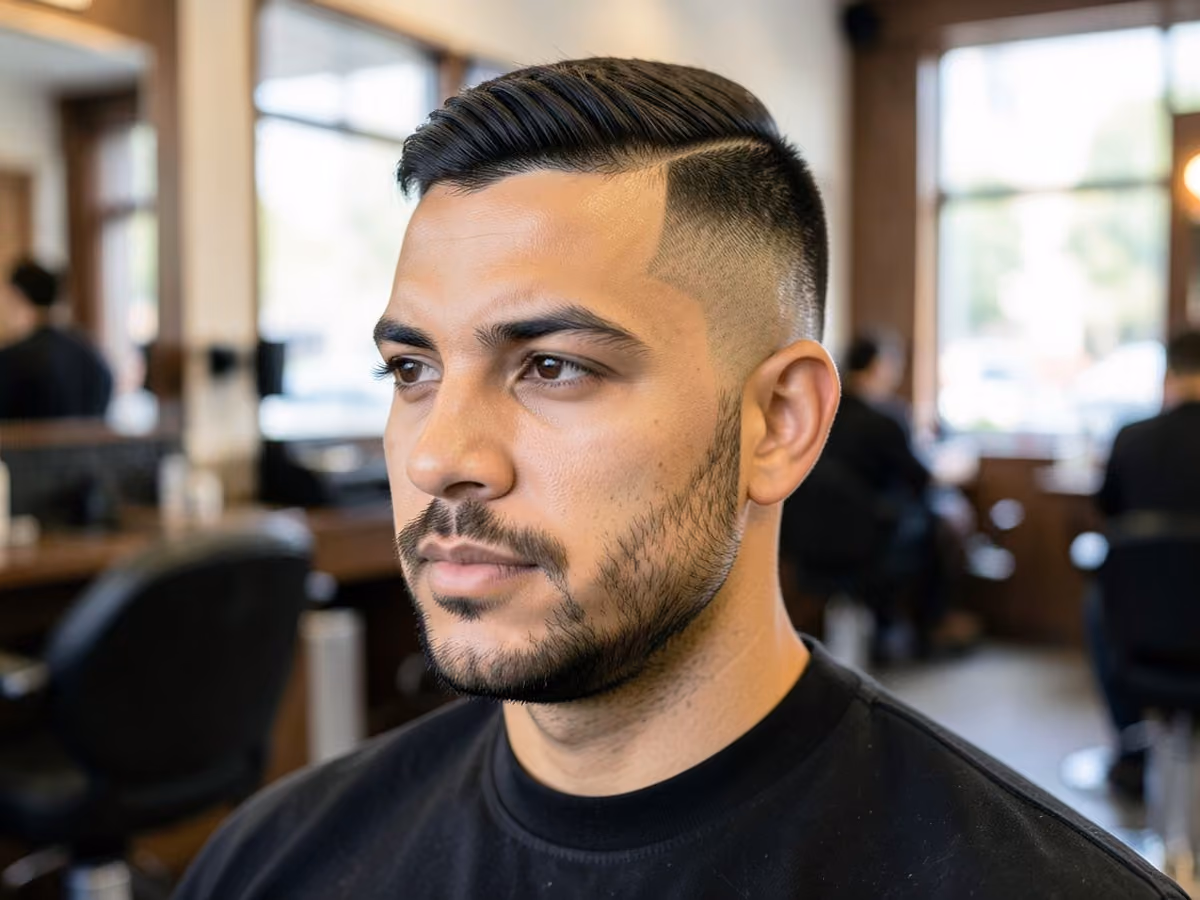Man with a takuache cut with line up