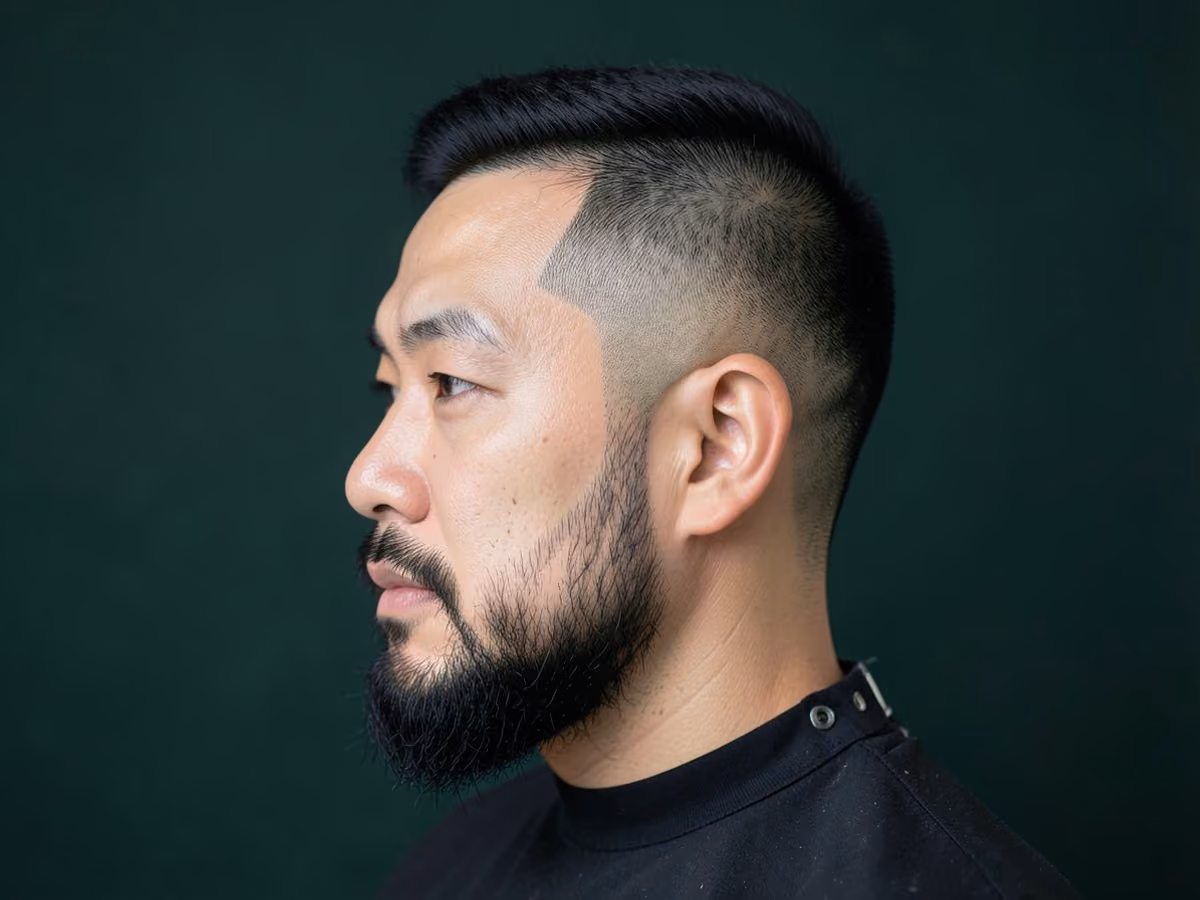 Man with a takuache mid fade