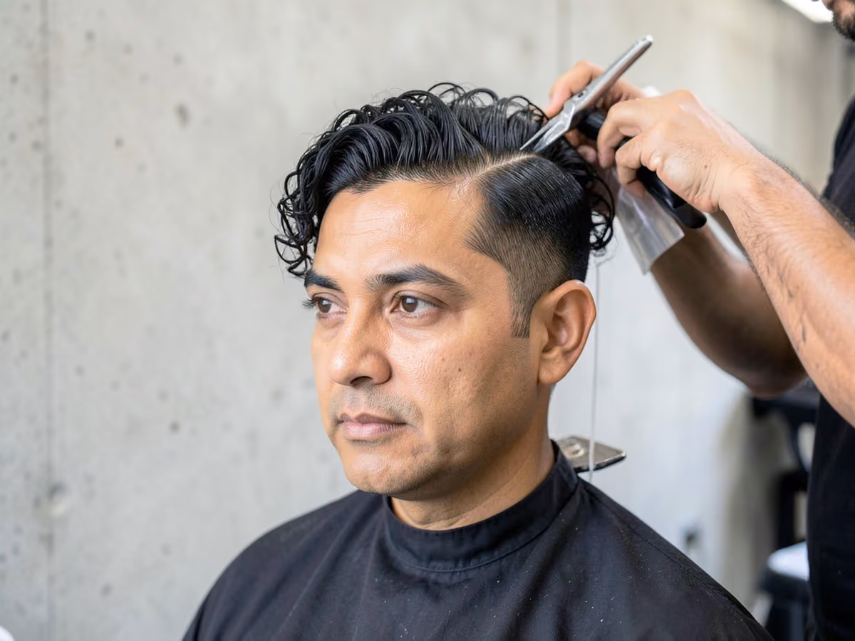 Man with a takuache perm haircut