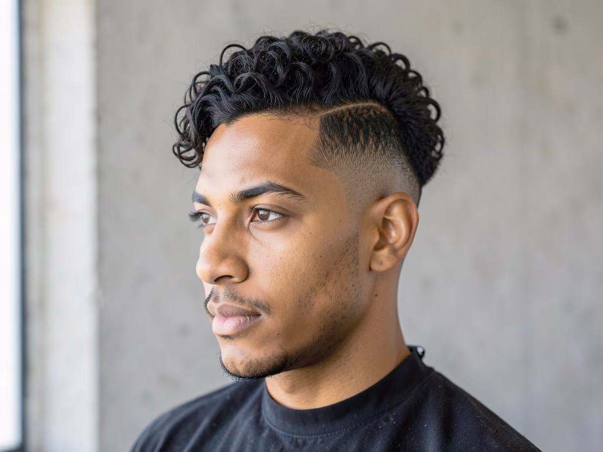 Man with a blowout tape up haircut