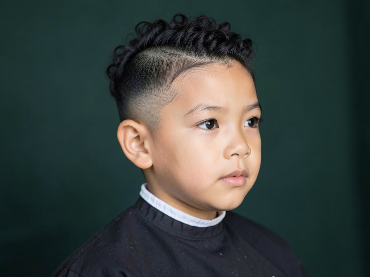Boy with a boys tape up haircut