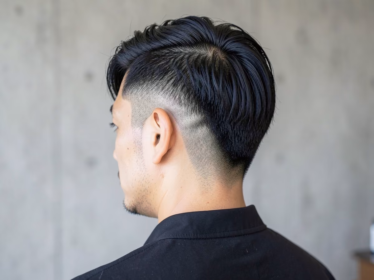 Man with a burst tape up haircut