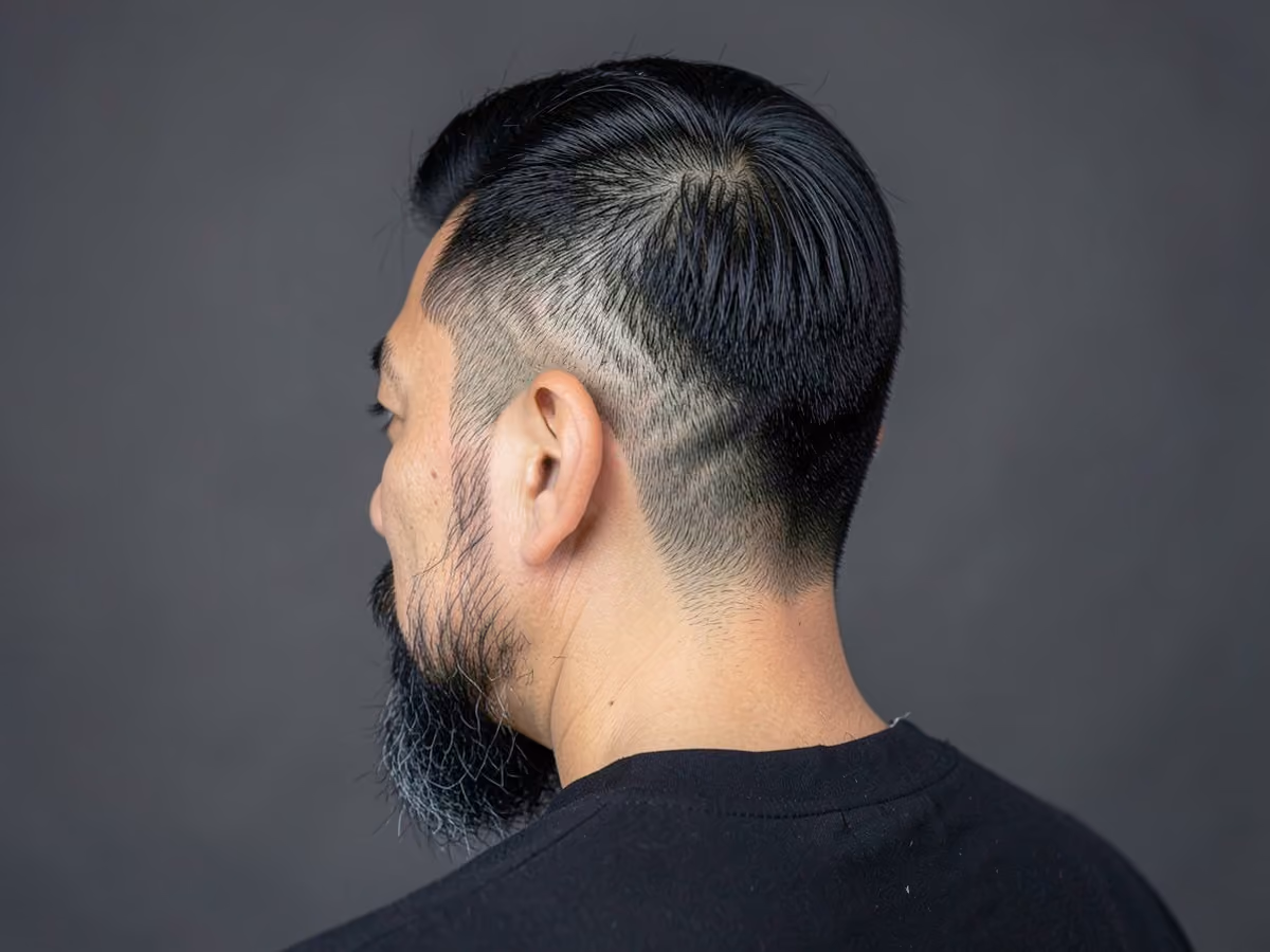 Man with a natural edge tape up haircut