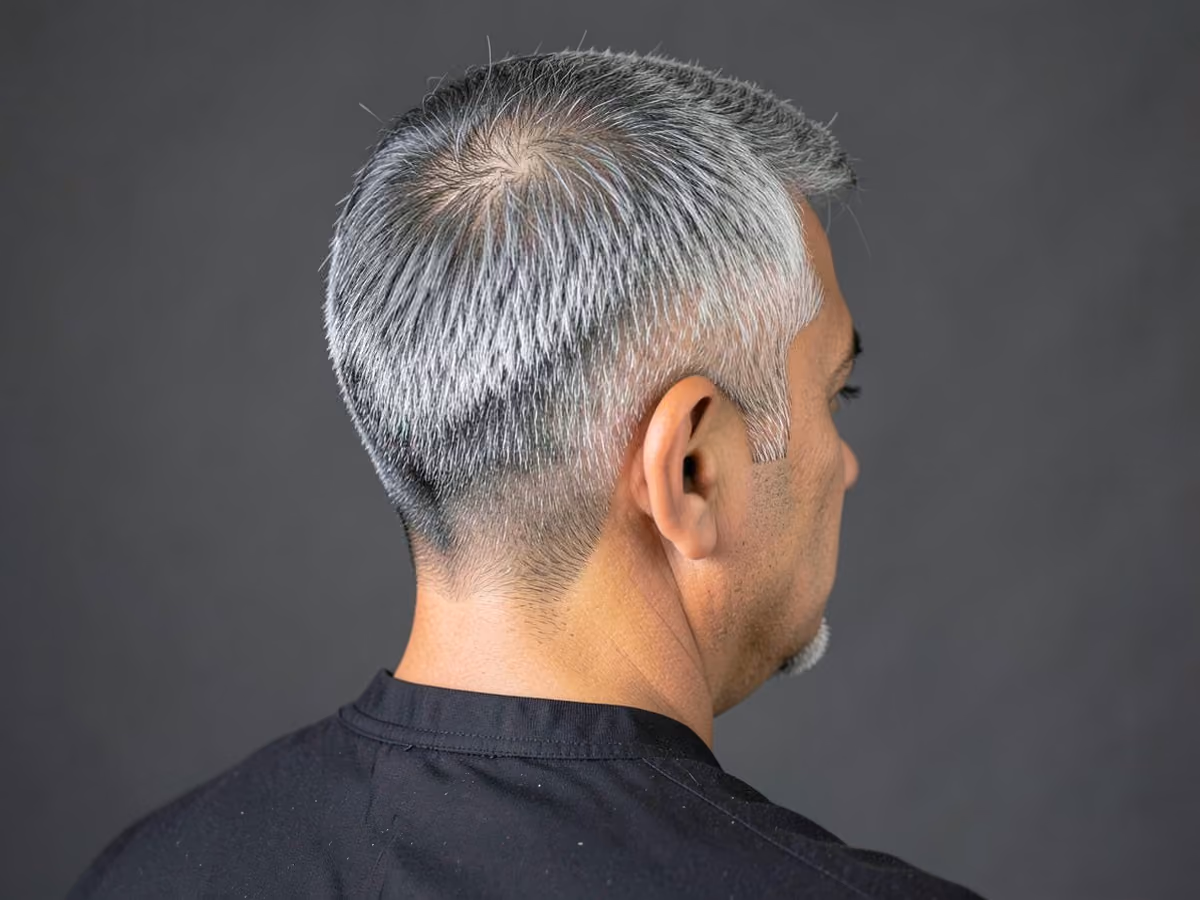 Man with a neckline tape up haircut