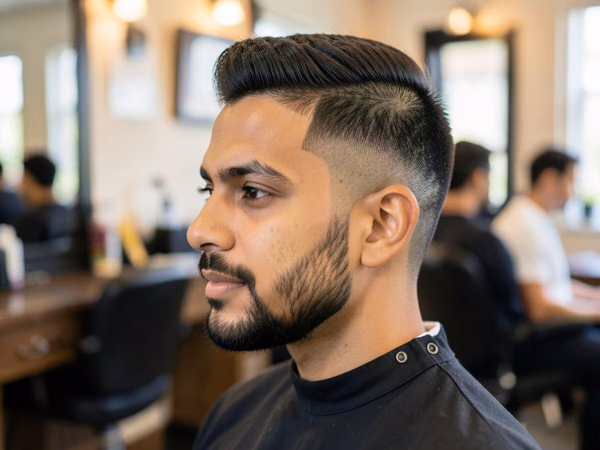 Man with a shadow tape up haircut
