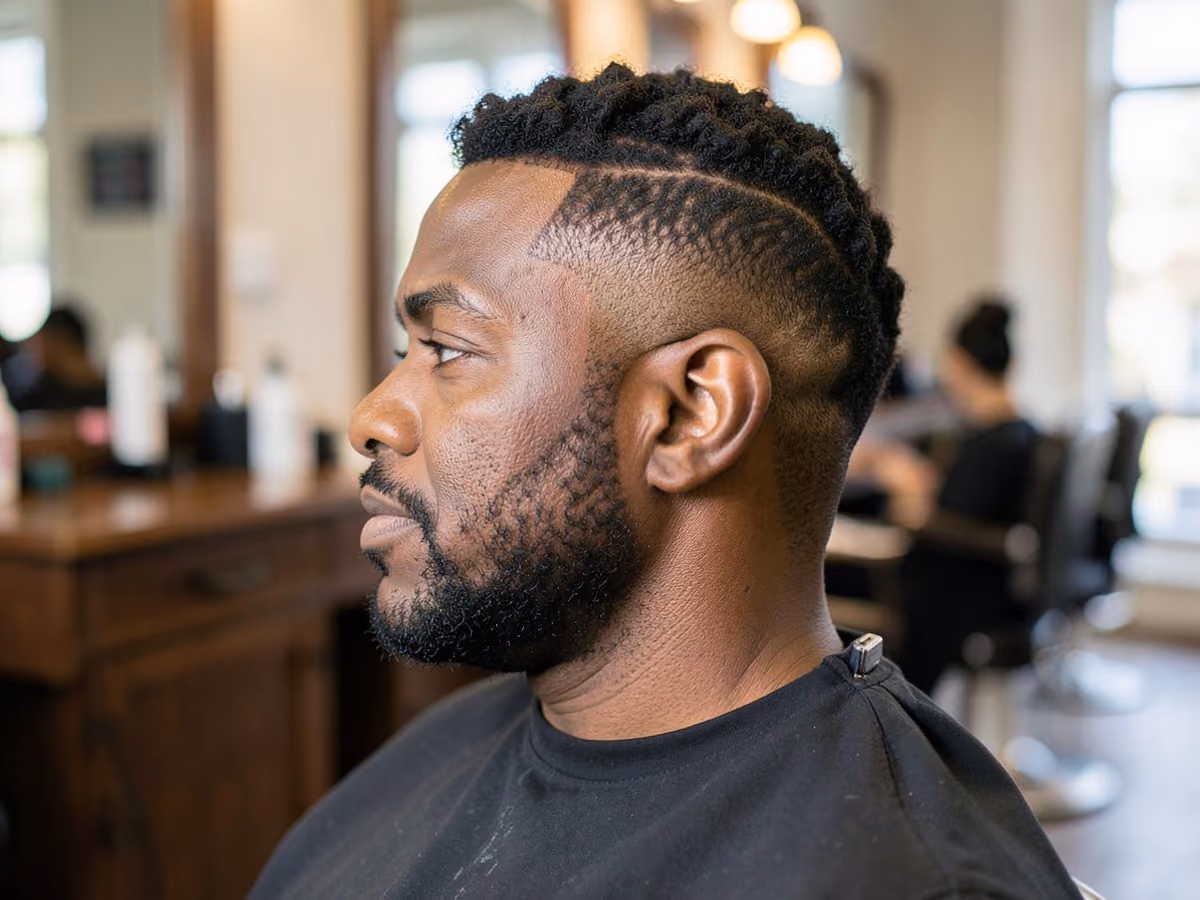 Man with a skin tape up haircut