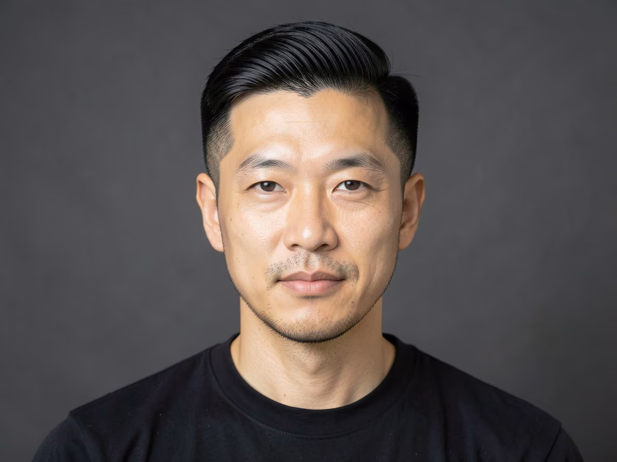 Man with a straight hair tape up