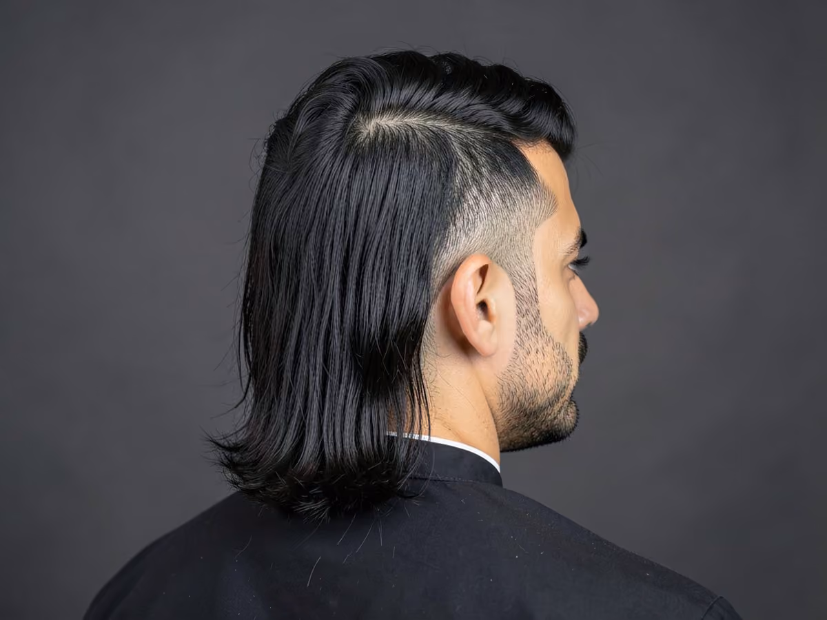 Man with a tape up mullet