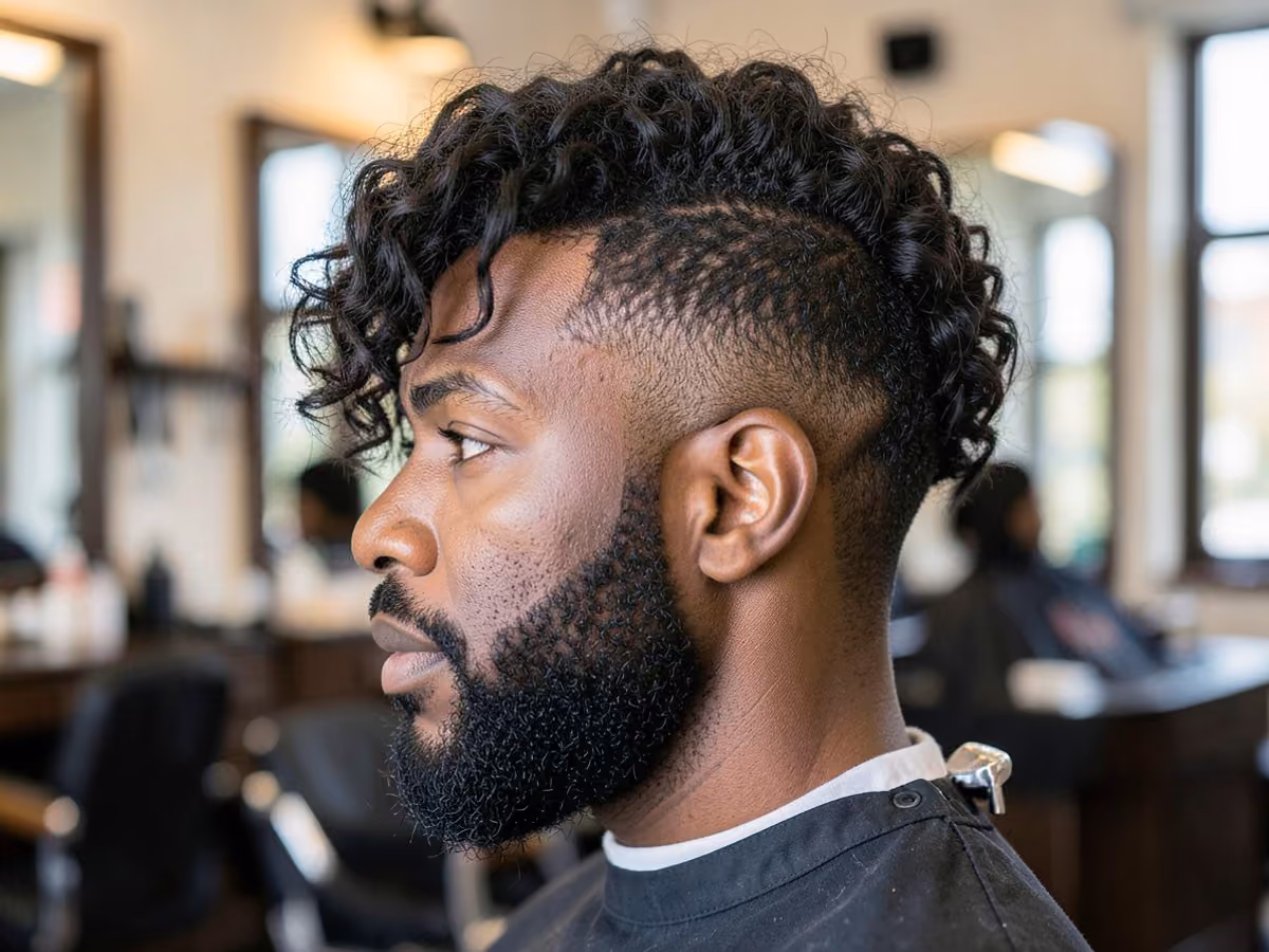 Man with a tape up with fluffy hair