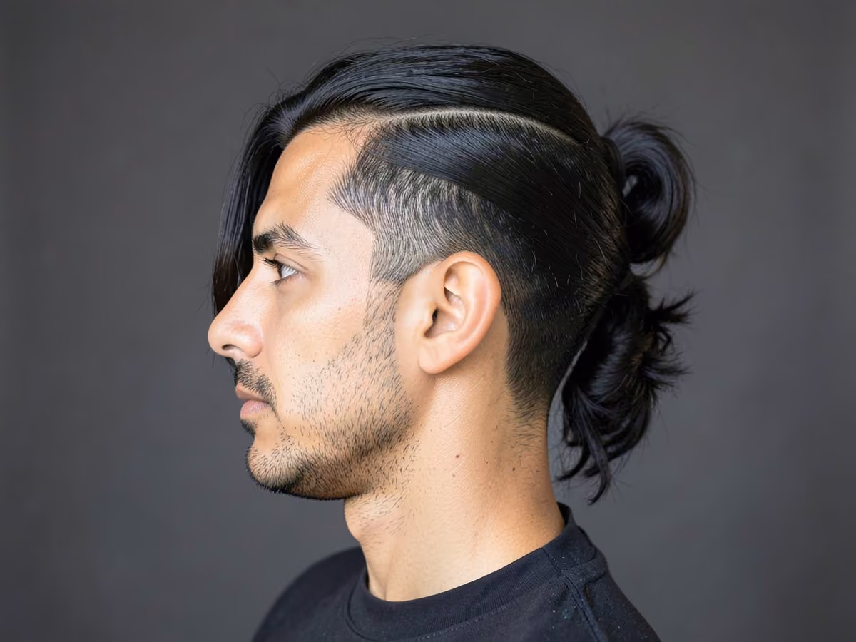 Man with a tape up with long hair