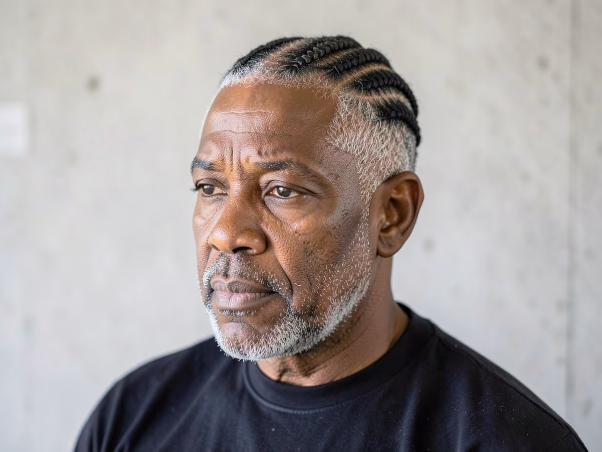 Man with a tape up with two strand twists haircut