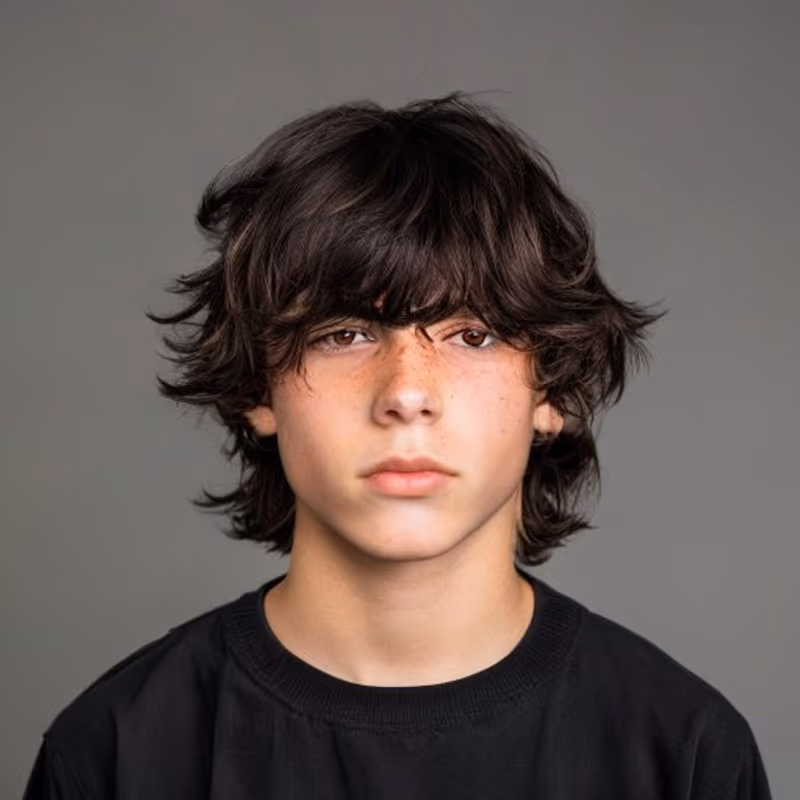 Curtain Fringe hairstyle for men 2026 — Teenage Guys Haircuts variation, best for Soft, face-framing, trending, modern barbering by Master Stylist Jessica Hamilton