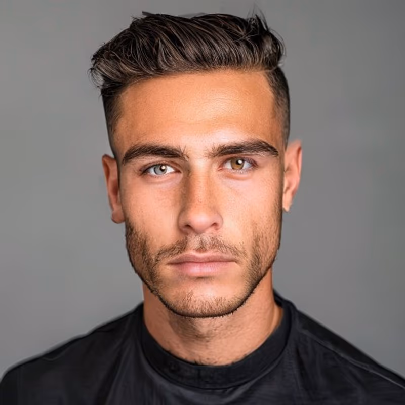 High Temple Fade hairstyle for men 2026 — Temple Fade variation, best for Bold, sharp contrast, modern barbering by Master Stylist Jessica Hamilton