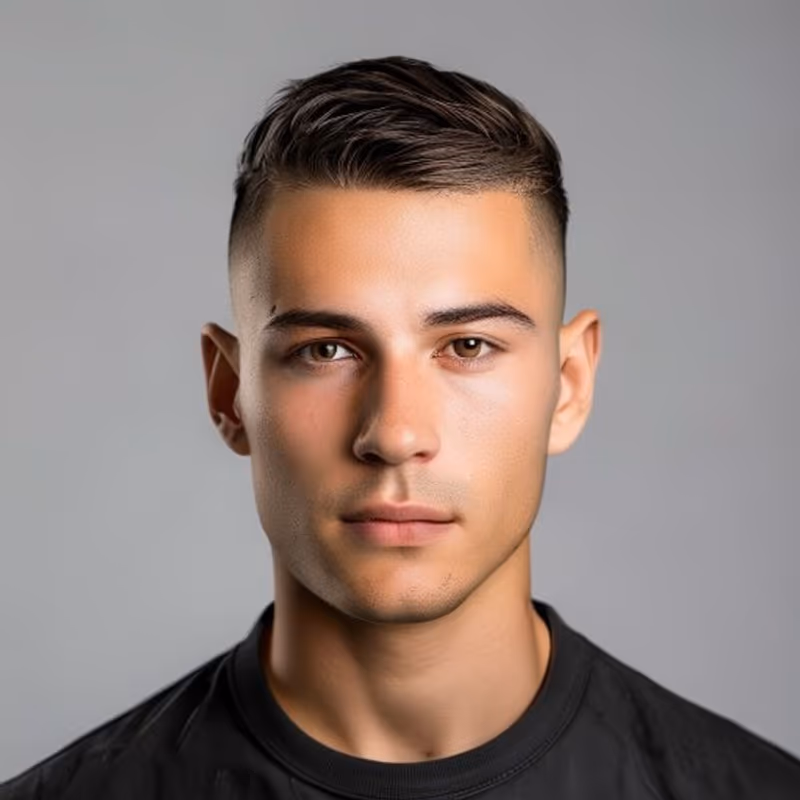 Low Temple Fade hairstyle for men 2026 — Temple Fade variation, best for Professional, conservative settings, modern barbering by Master Stylist Jessica Hamilton