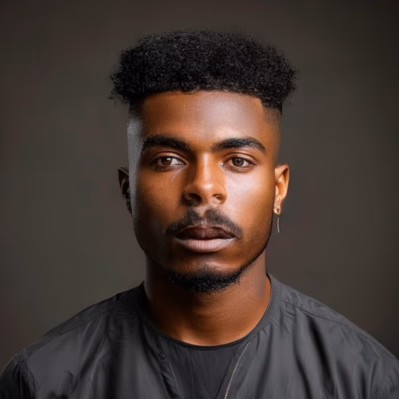 Temple Fade with Afro hairstyle for men 2026 — Temple Fade variation, best for Natural coily hair (4A–4C), modern barbering by Master Stylist Jessica Hamilton