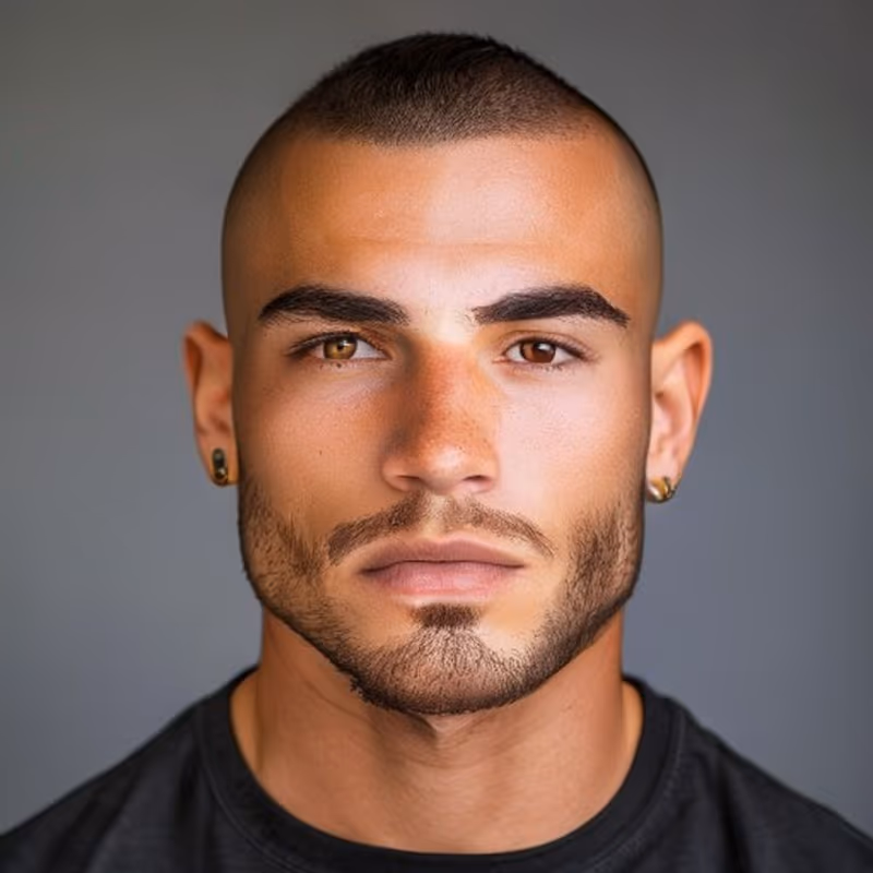 Temple Fade Buzz Cut hairstyle for men 2026 — Temple Fade variation, best for Low-effort, sharp and minimal, modern barbering by Master Stylist Jessica Hamilton