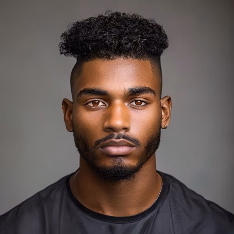 Temple Fade with Curls hairstyle for men 2026 — Temple Fade variation, best for Curly hair (3A–4A), modern barbering by Master Stylist Jessica Hamilton