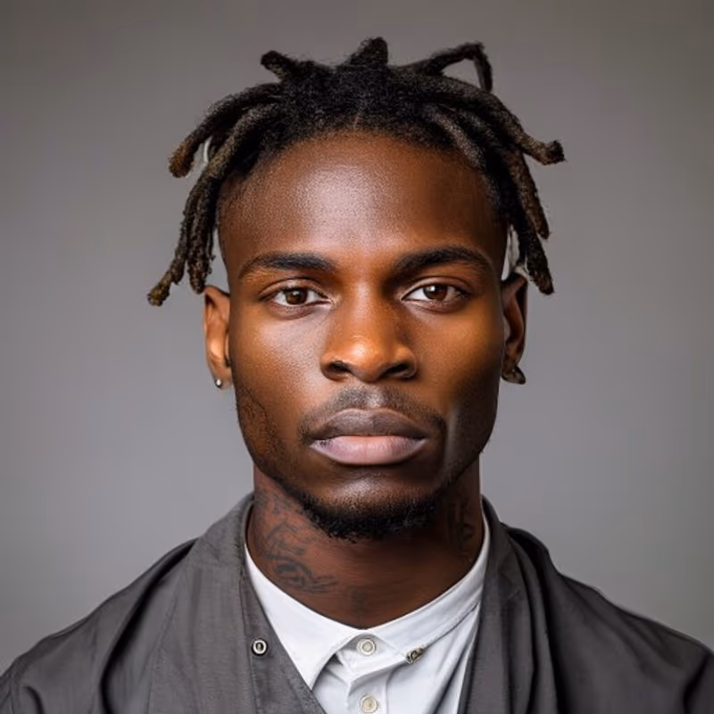 Temple Fade with Dreads hairstyle for men 2026 — Temple Fade variation, best for Short to medium locs, modern barbering by Master Stylist Jessica Hamilton